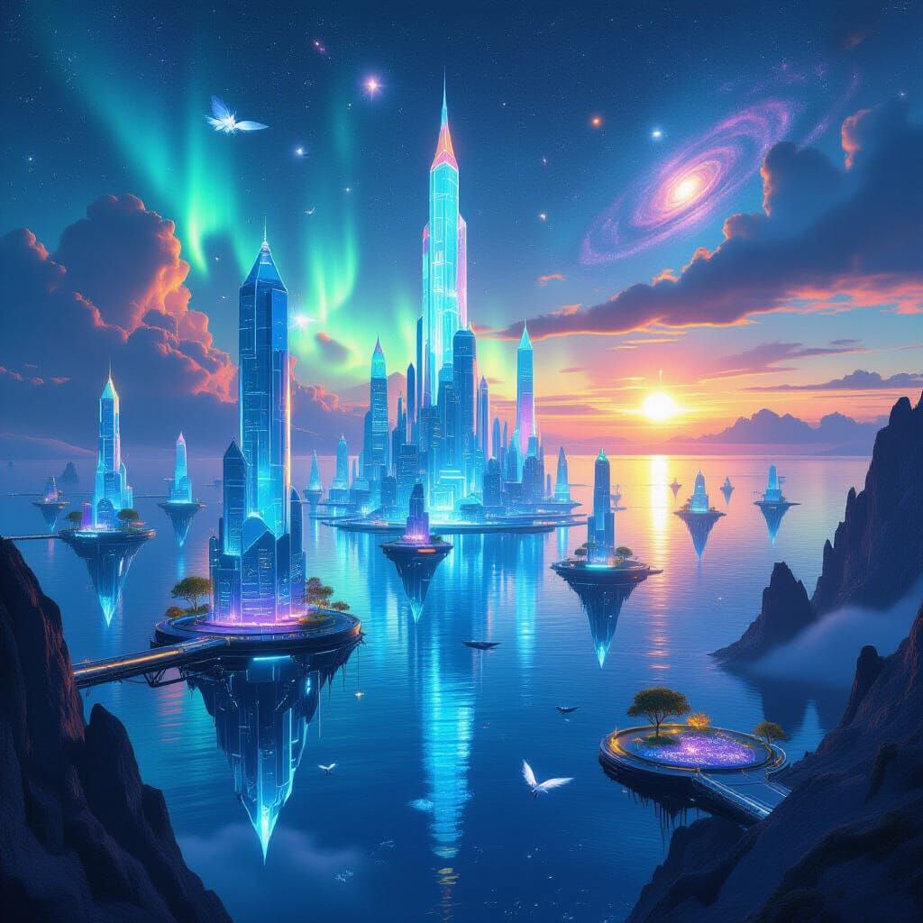 Liquid Crystal Ocean with Luminous Gardens