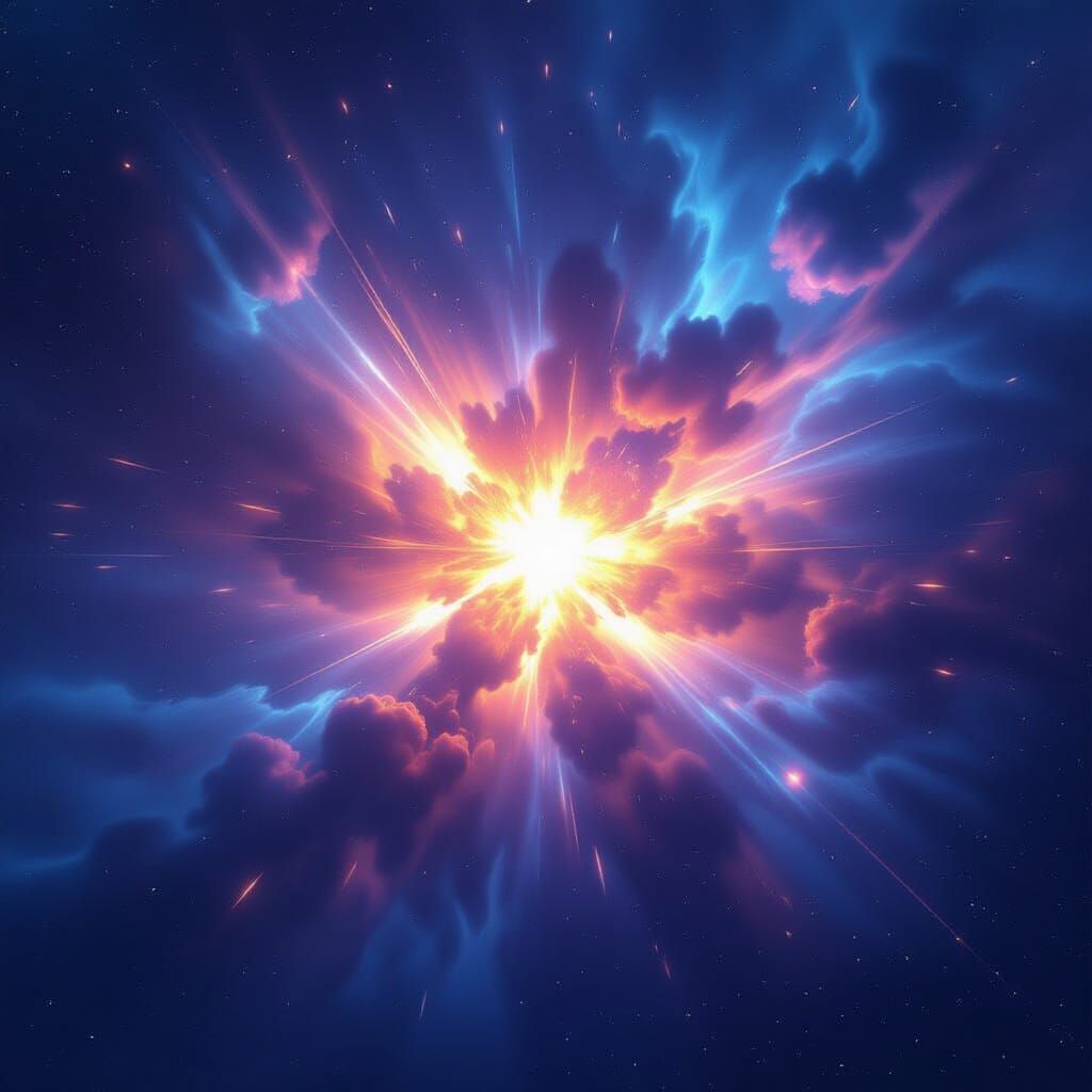 Supernova Explosion in Cosmic Nebula