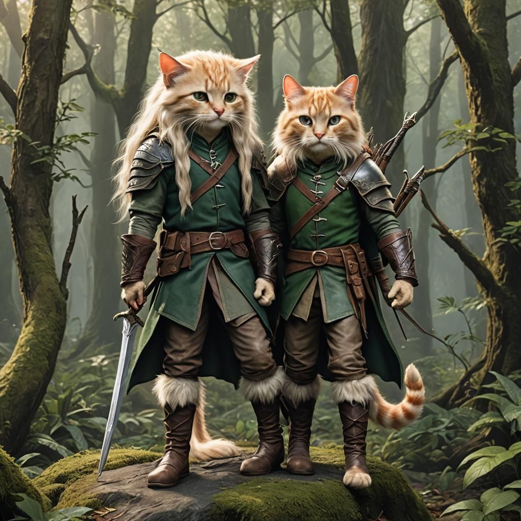 Legolas the Elf as a Cat in the Forest