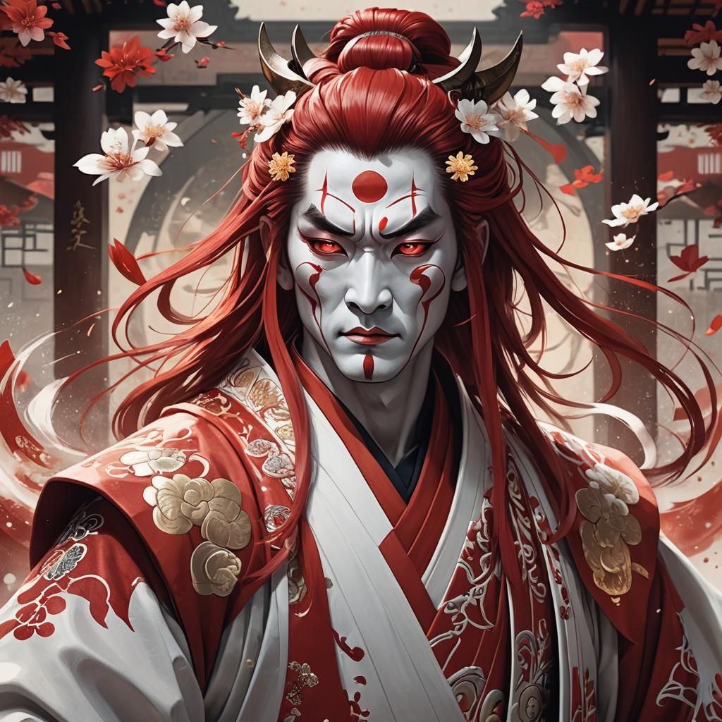 Kabuki Man Portrait in Hyperdetailed Digital Art