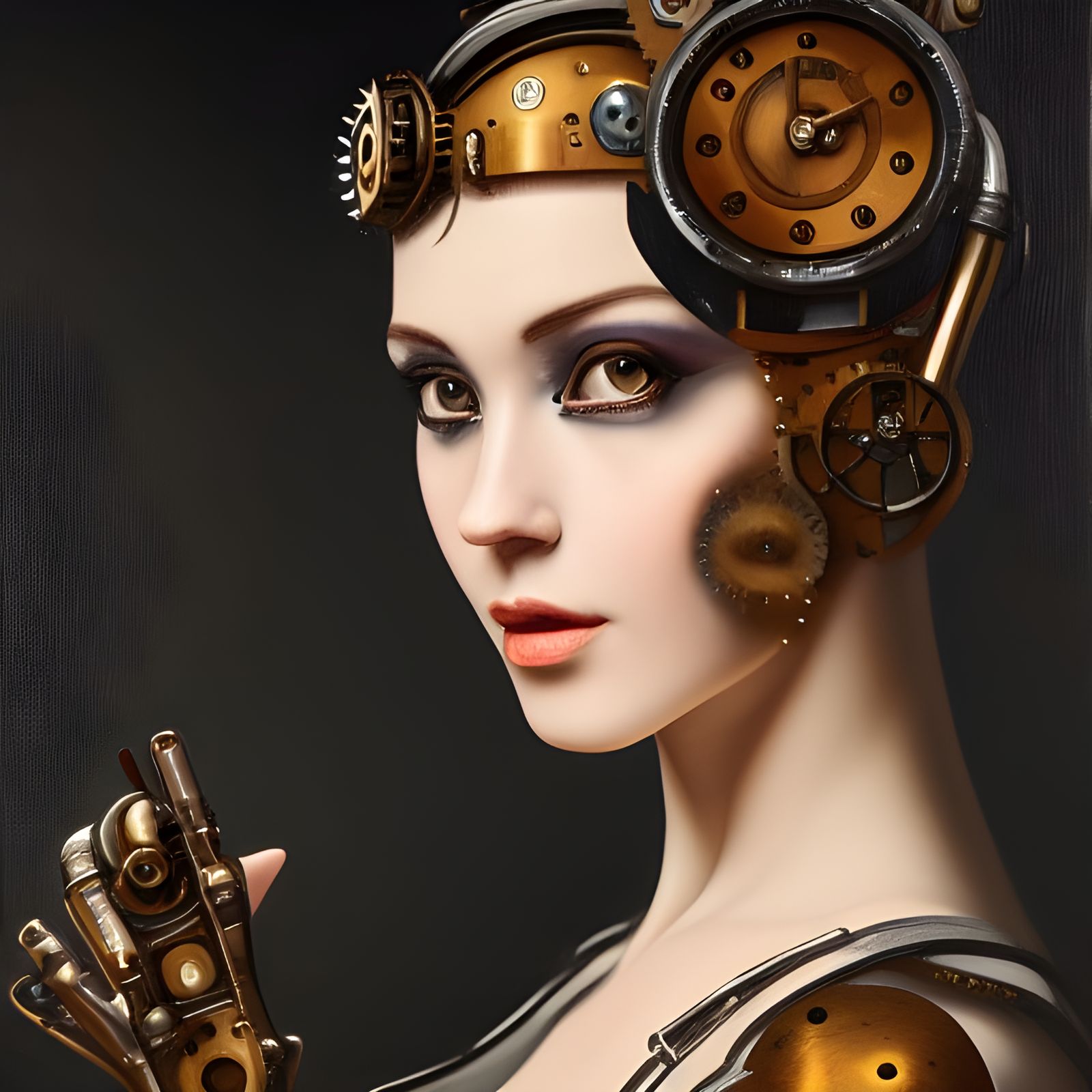AI Steampunk Cyborg Painter in Renaissance Style