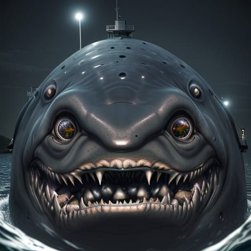 Eerie Closeup of the 1997 Bloop Cryptid's Grotesque Black-Pu...