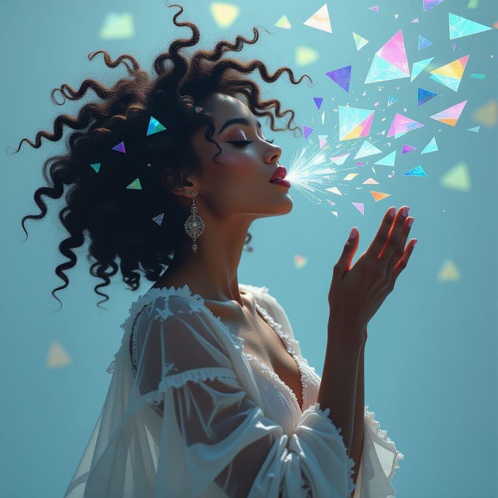 Shattered Glass Woman: A Surreal Digital Portrait