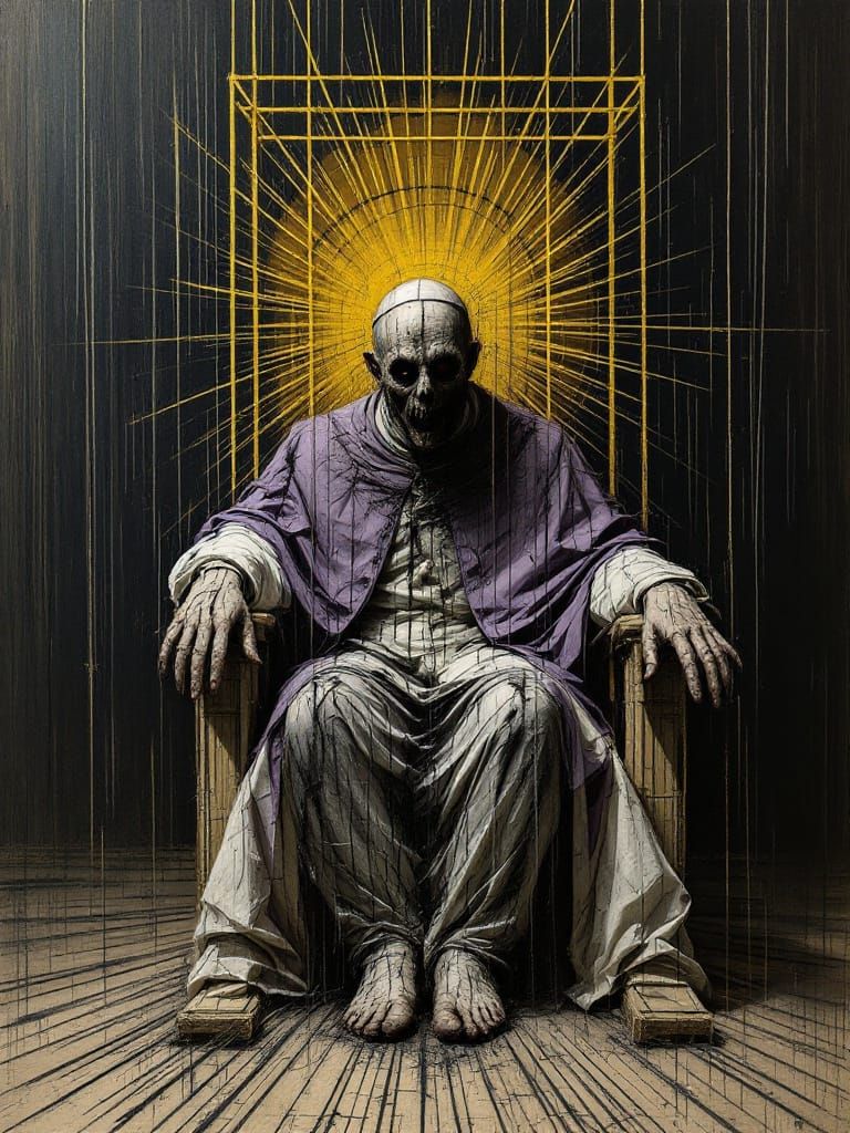 Pope's Tormented Vision in Bacon-Soutine Style