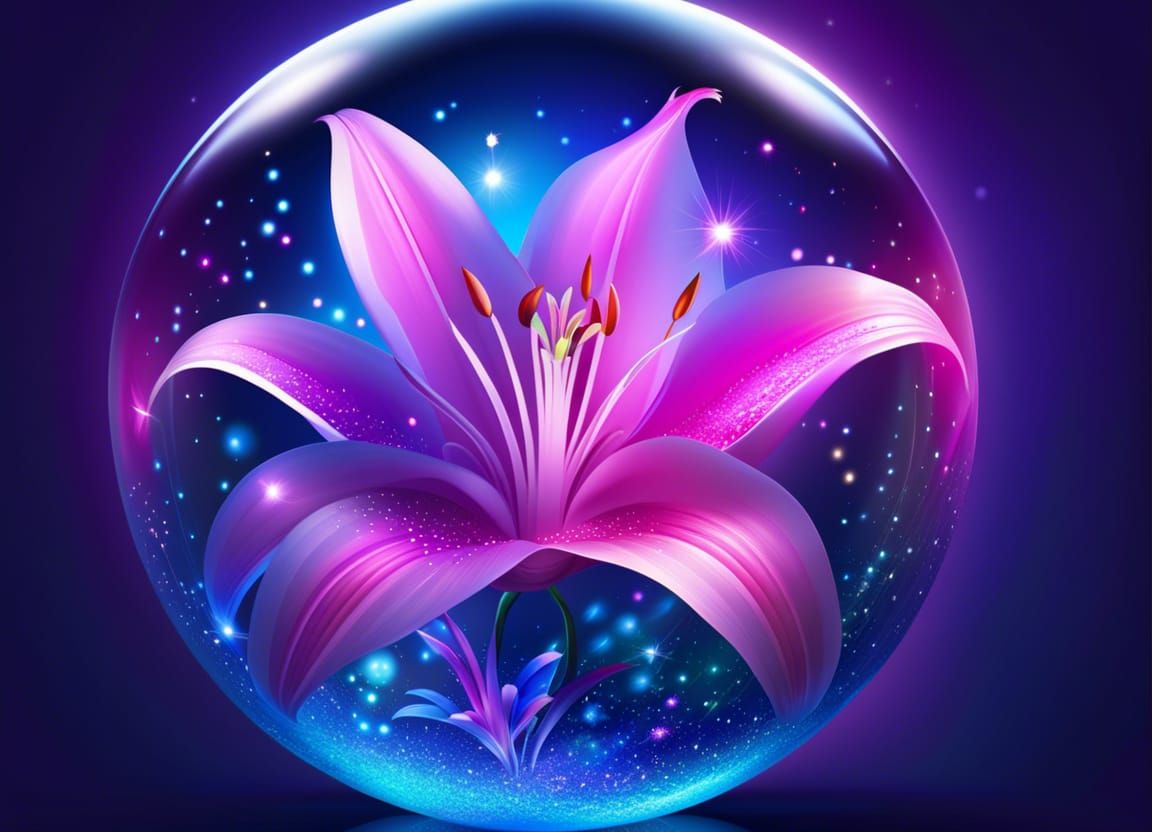 Beautiful glass ball with a lily inside