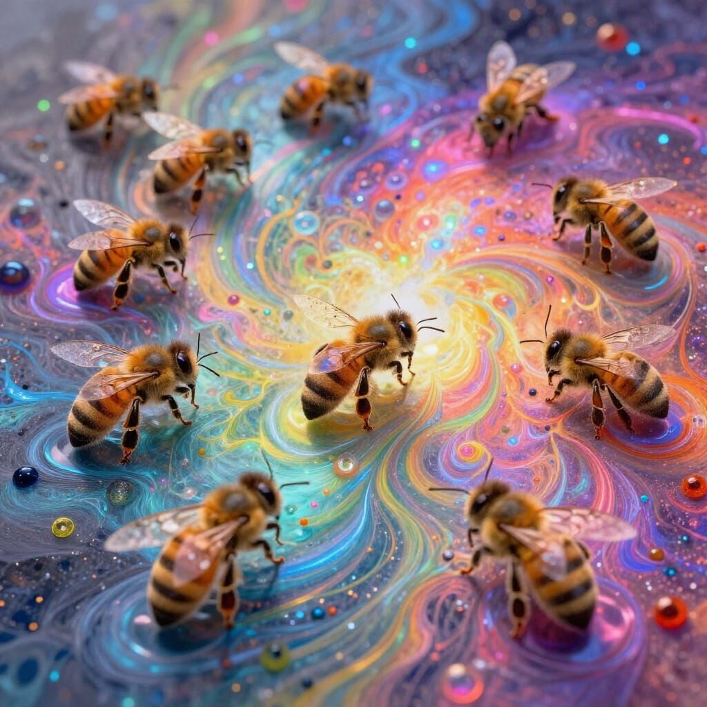 Bees Create Art in Vibrant Paint Puddles