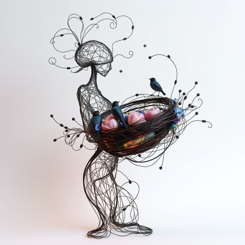 Surreal Wire Sculpture Inspired by Dreamlike Concept Art