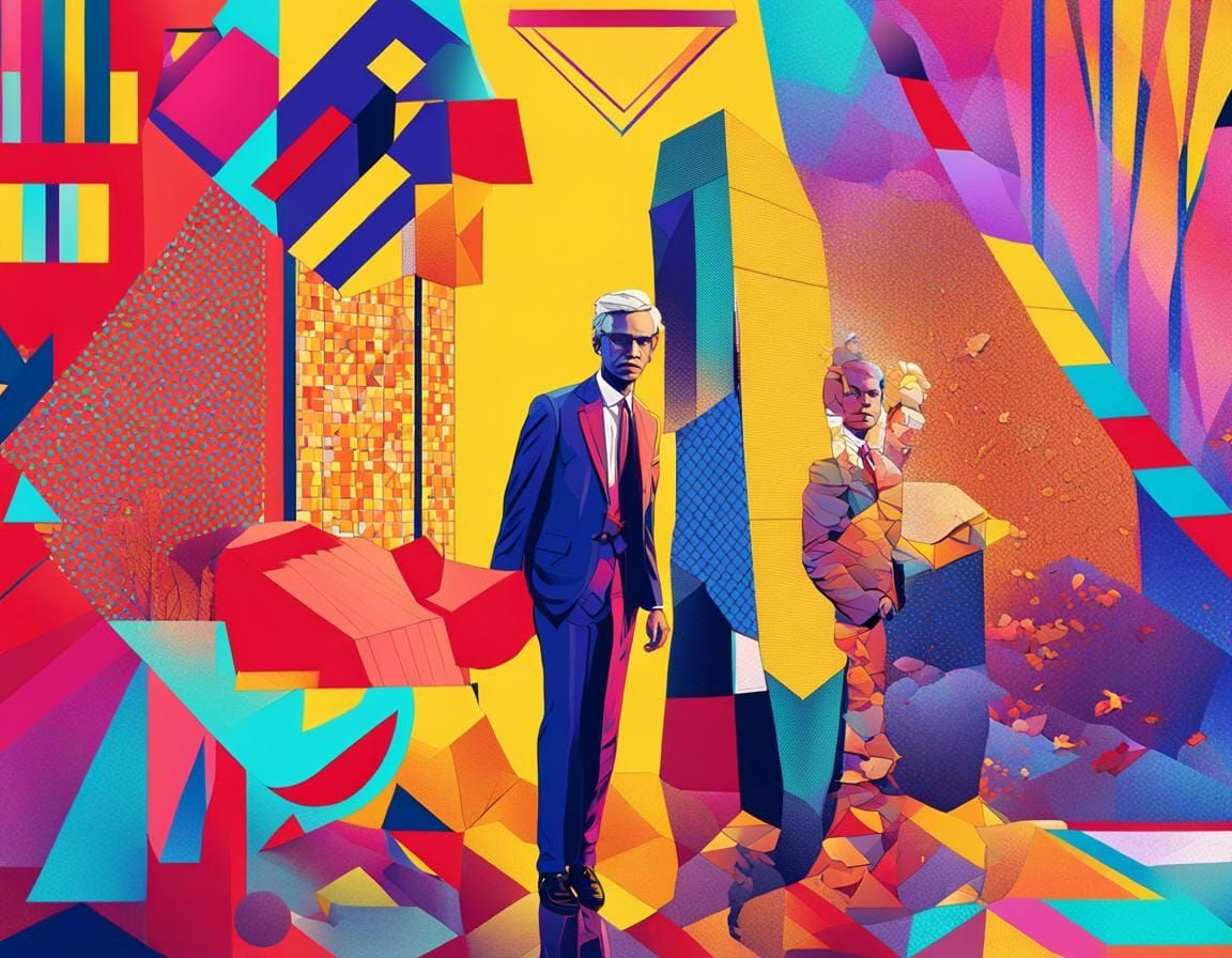 Man and Fish Hybrid in Pop Art Style