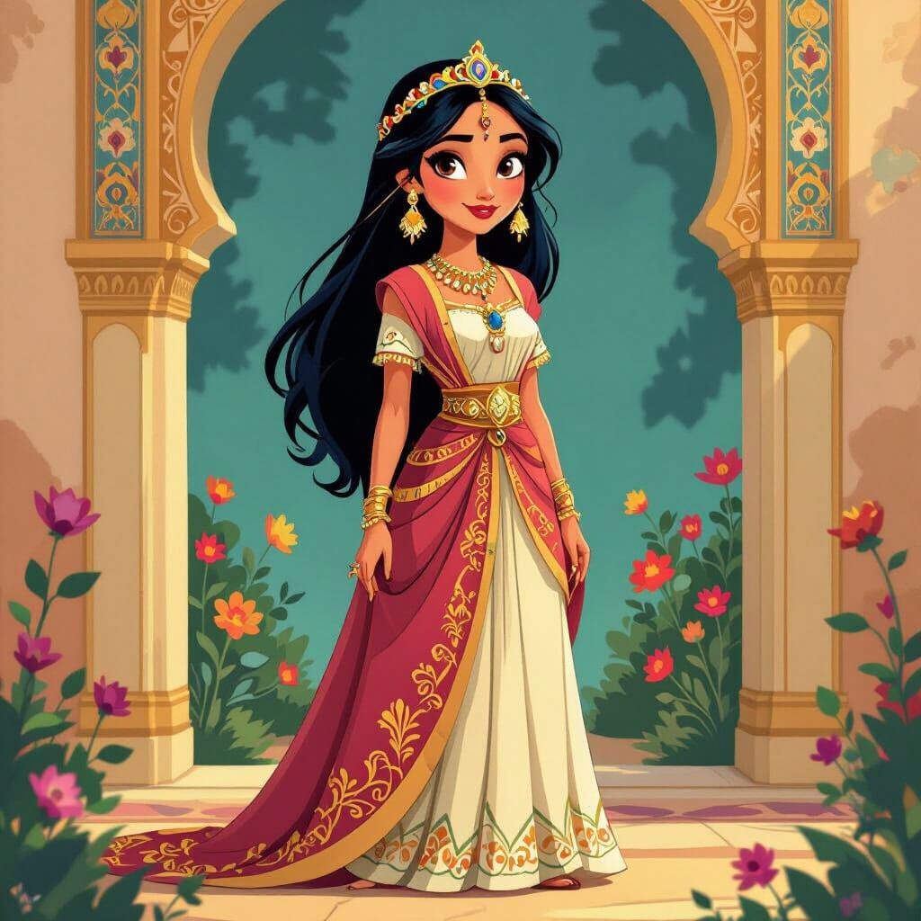 Queen Esther in Whimsical Cartoon Style