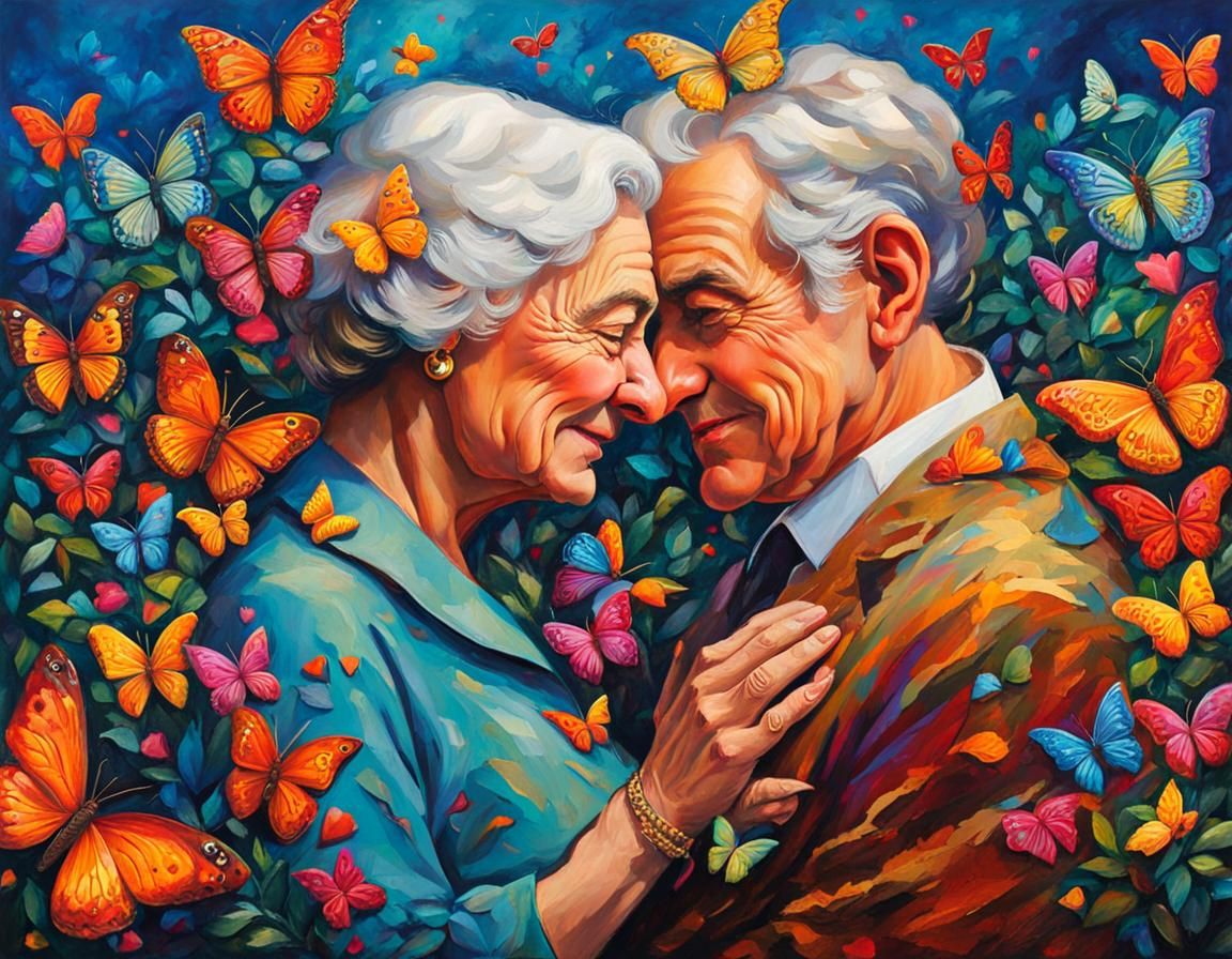 Grand Old Couple in Love, Fantasycore Watercolor