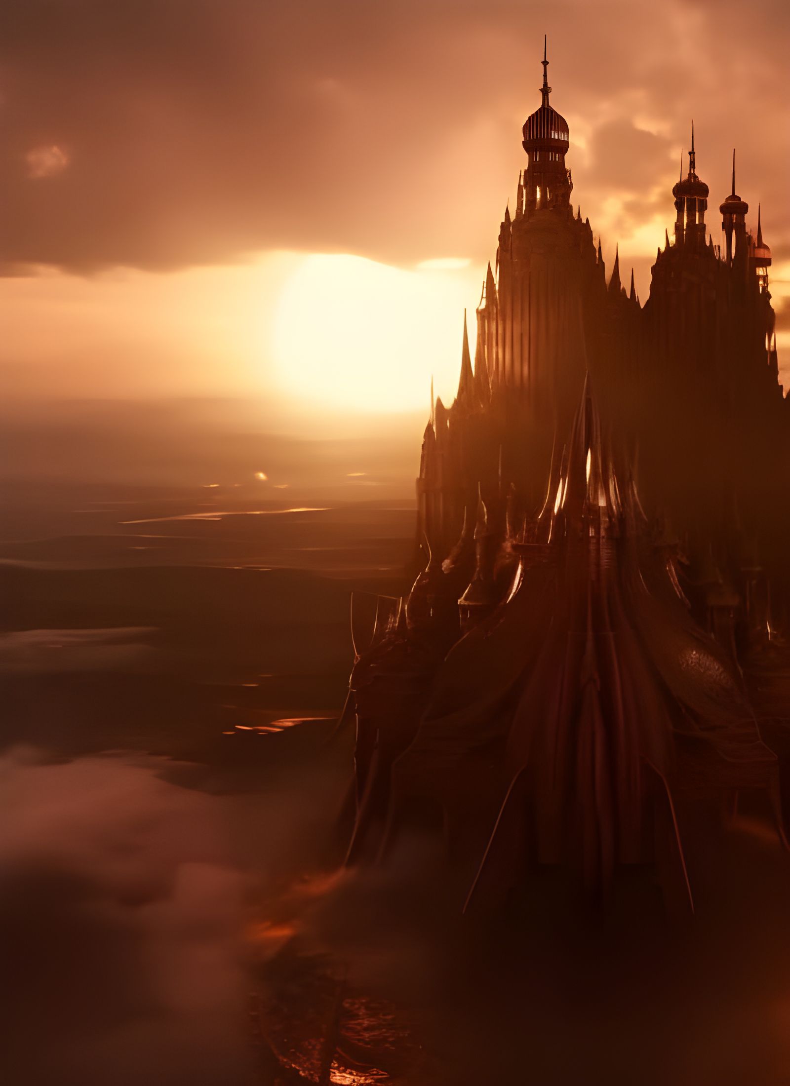 Intricate World Rises Above Fields: Hyperrealistic Digital A...