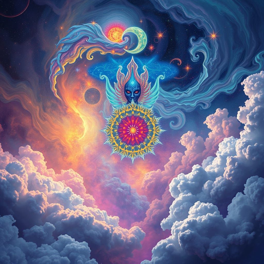 Luminescent Astral Entity in Cosmic Clouds