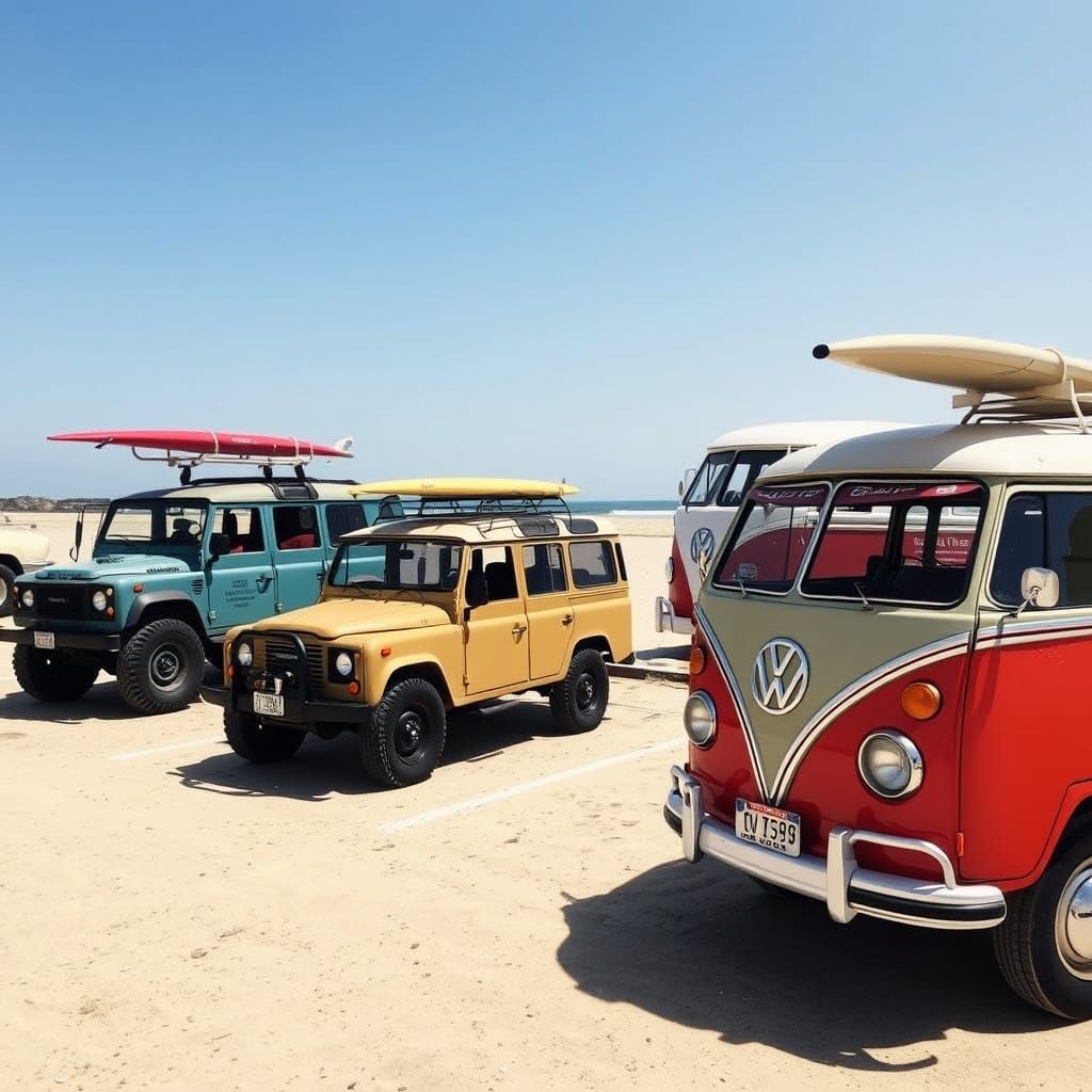 Vintage Off-Roaders Parked at Beachside Lot