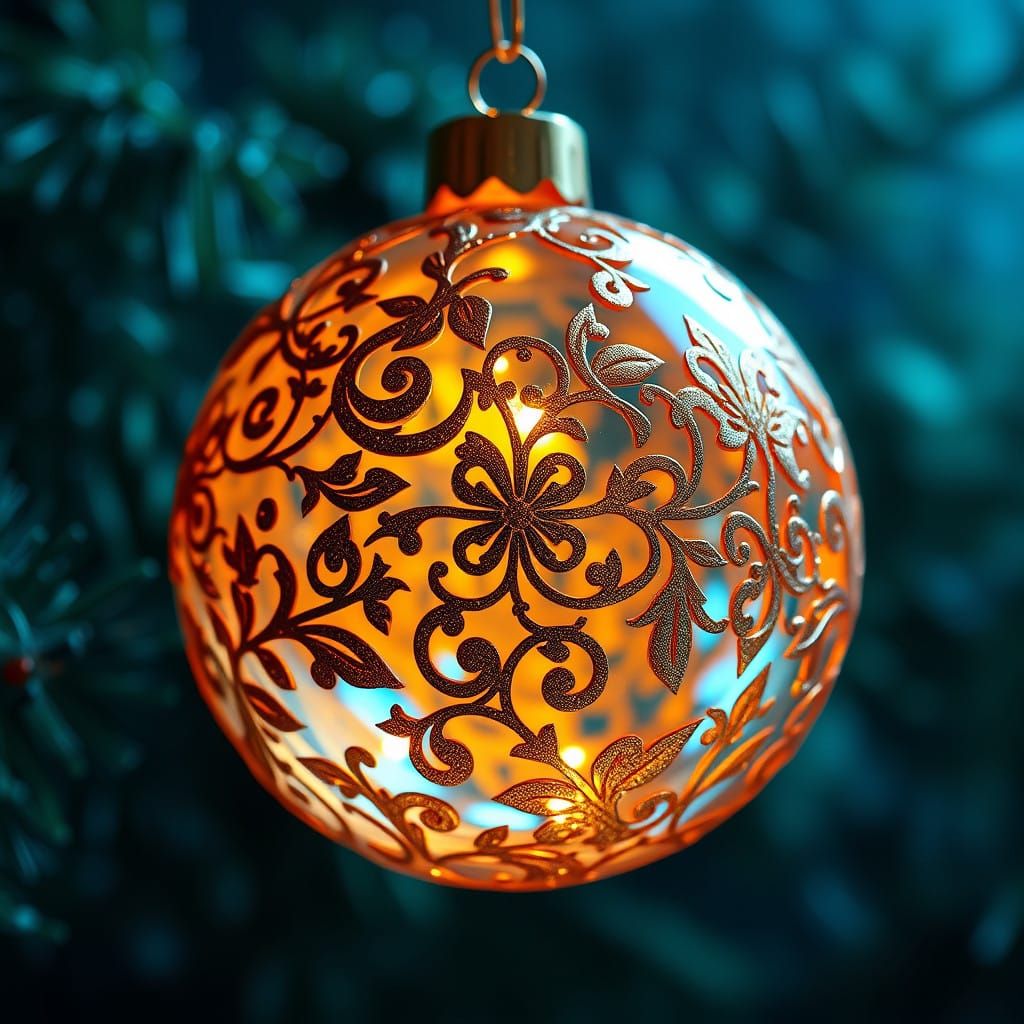 Golden Christmas Ball Ornament in Hyper-Realistic Detail