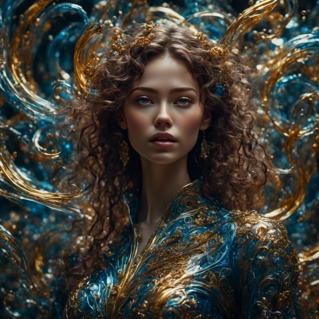 Young Woman Portrait in Detailed Gloss Painting Style