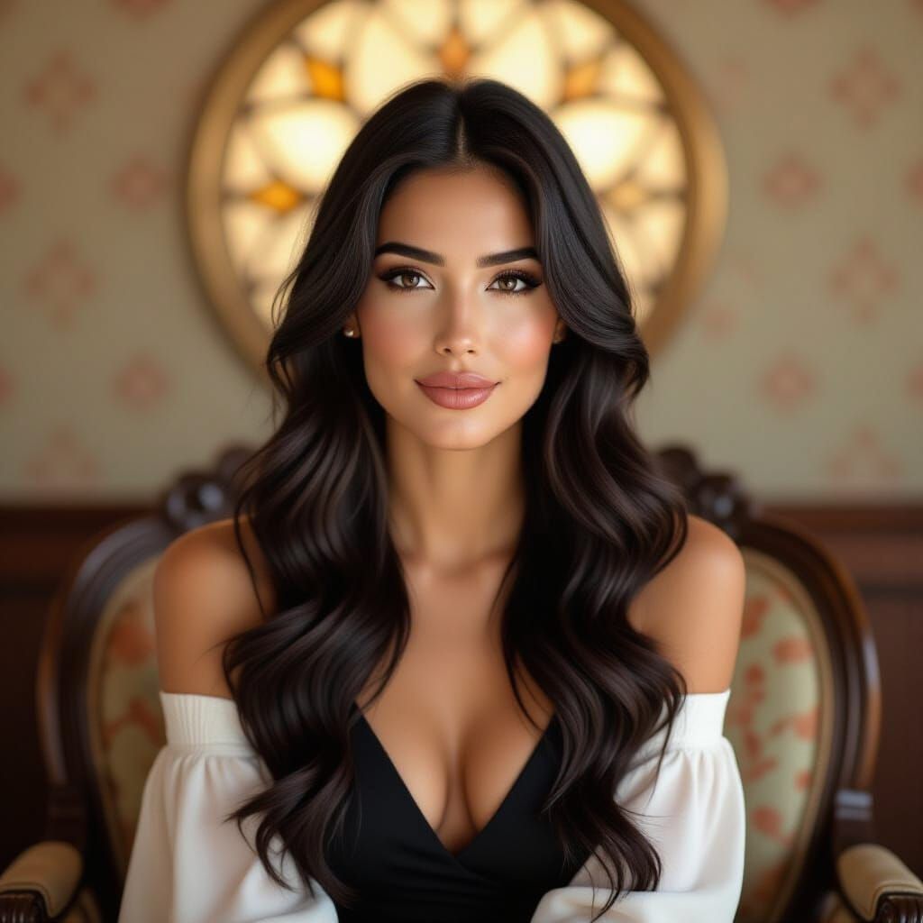 Elegant Woman Portrait in Art Nouveau Style