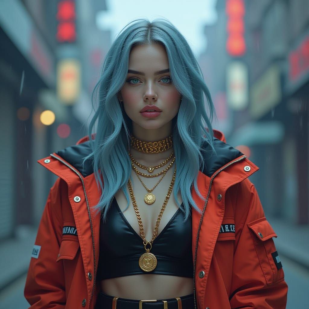 Billie Eilish Portrait in Cinematic Art Style