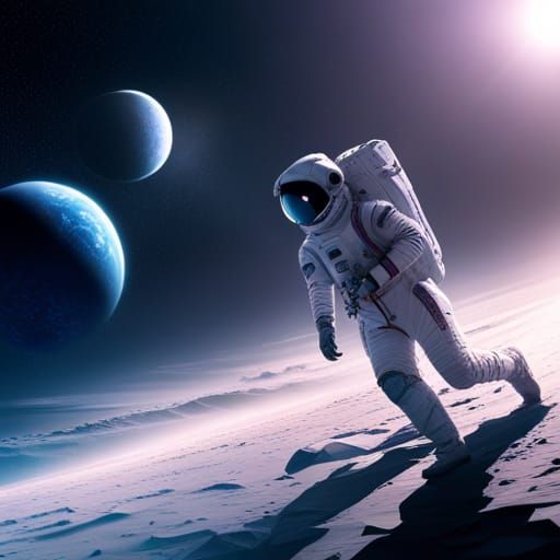 Futuristic Astronaut on a New Planet