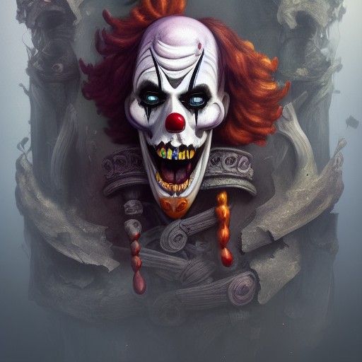 Fantastical Clown Skeleton in Detailed Matte Painting
