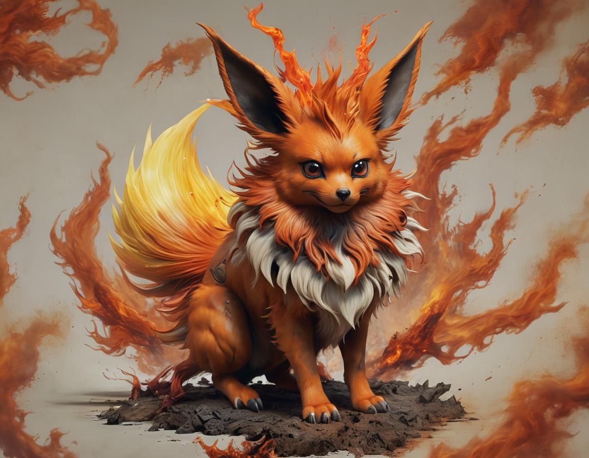 Fiery Flareon Pokemon in Luis Royo Style
