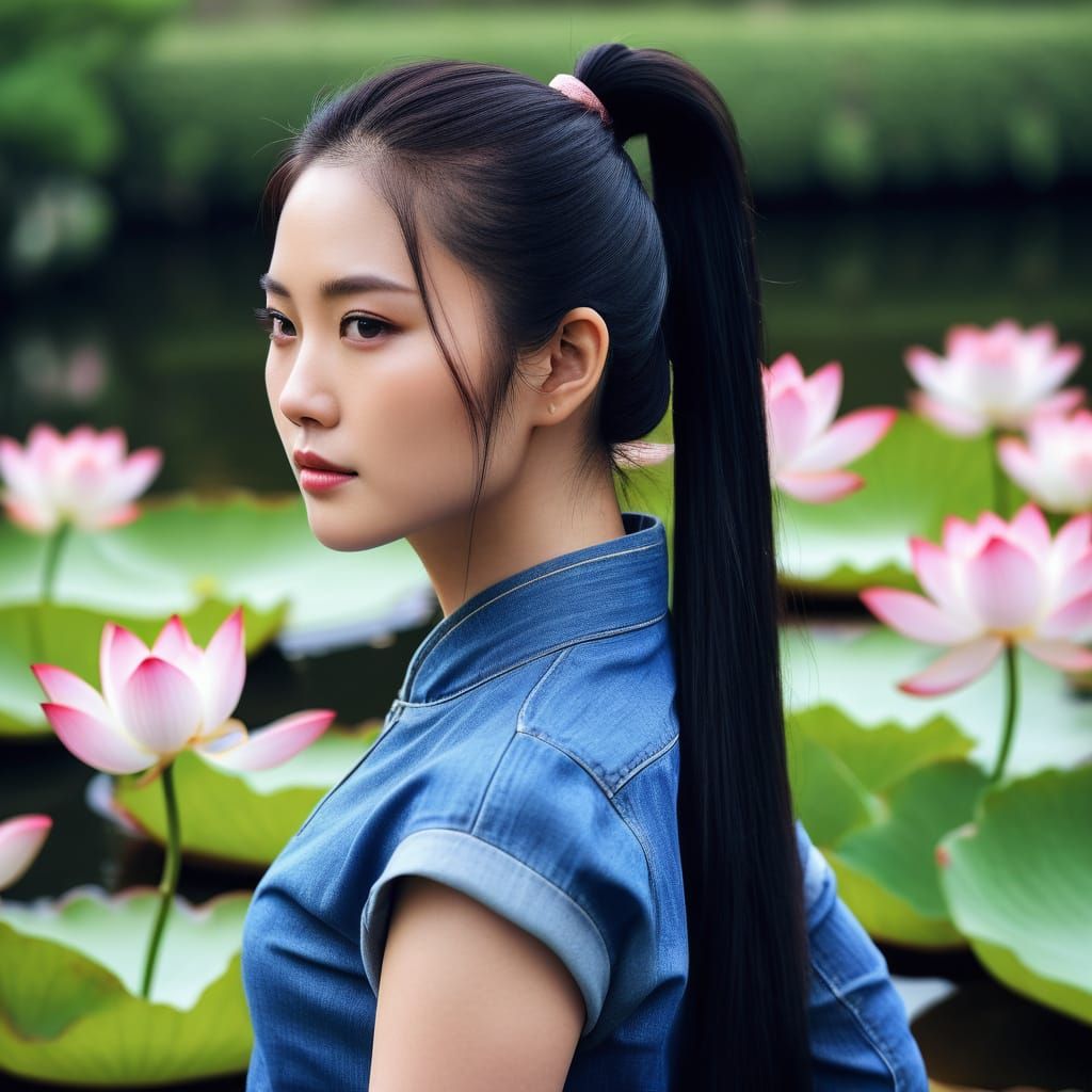 Japanese Model in a Garden