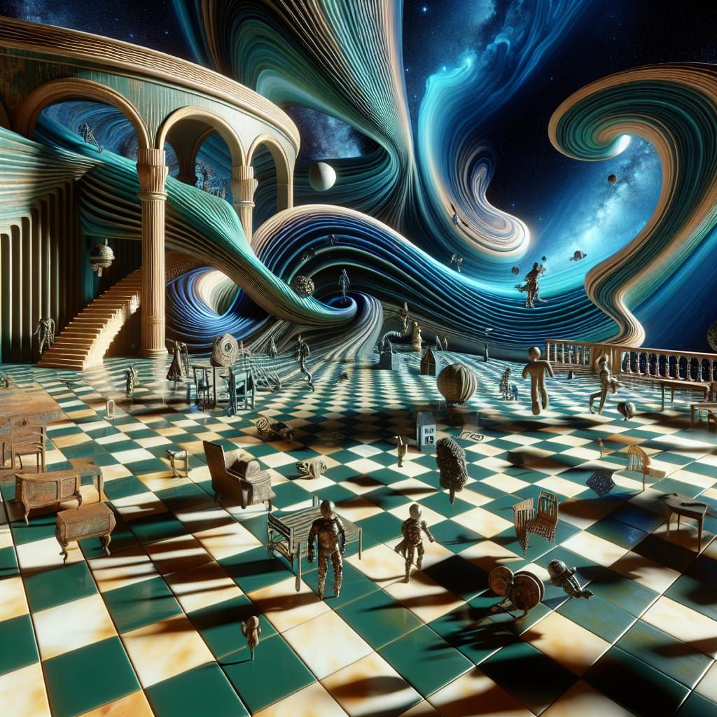 Surreal Cosmic Landscape in Chiaroscuro Style