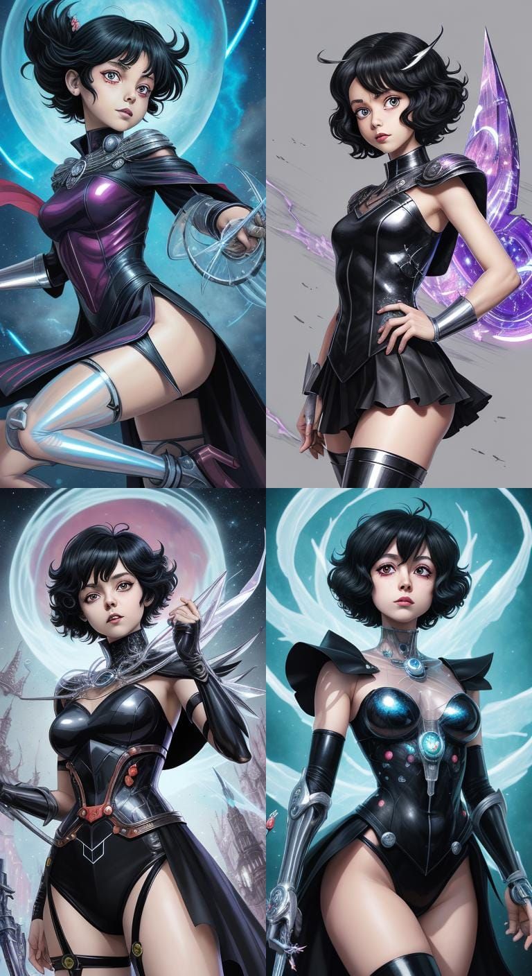 Betty Boop. Witch blade, Stjepam Sejic style Ultra-realistic image. (Biopunk 2,7) . Biometal outer ski...