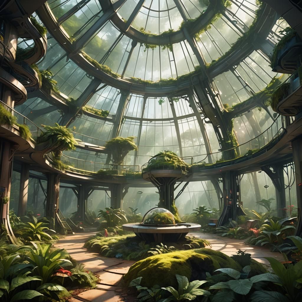 Futuristic Biodome Concept Art: Thriving Forest
