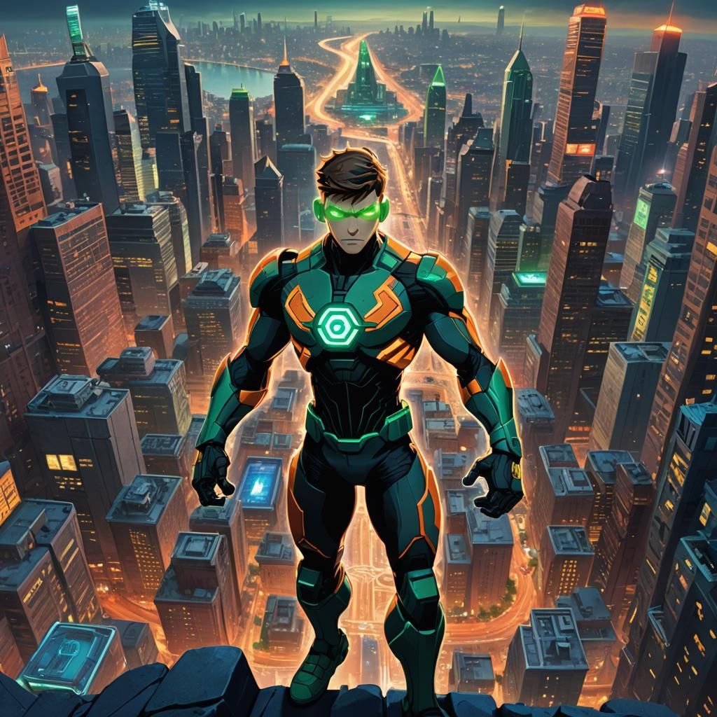 Ben 10 in Alien Cityscape Matte Painting