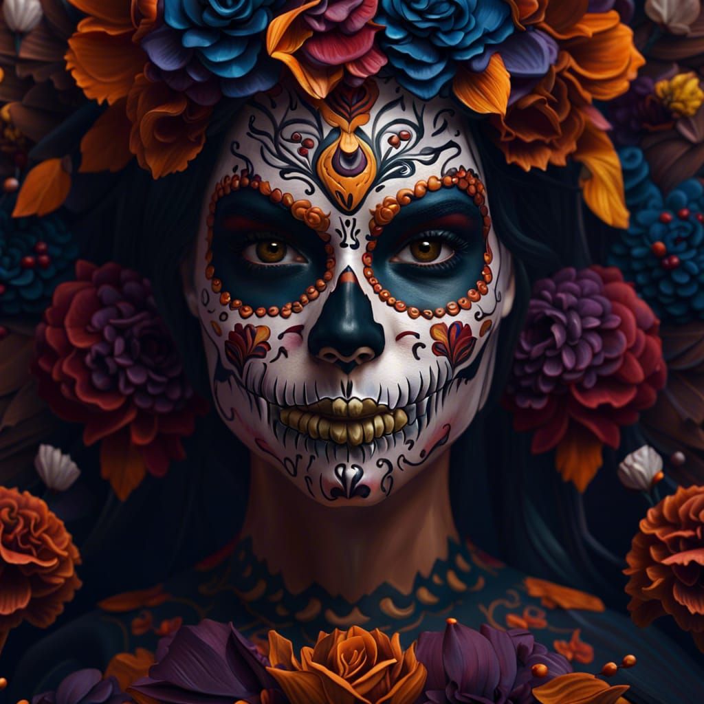 Day of the Dead Makeup in Detailed Matte Painting