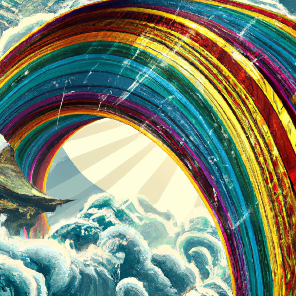 Psychedelic Rainbow Sky in Detailed Digital Art