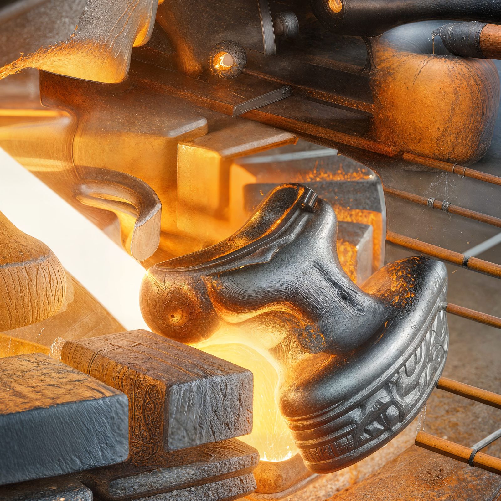 Molten Metal Transforms into Decorative Hammer