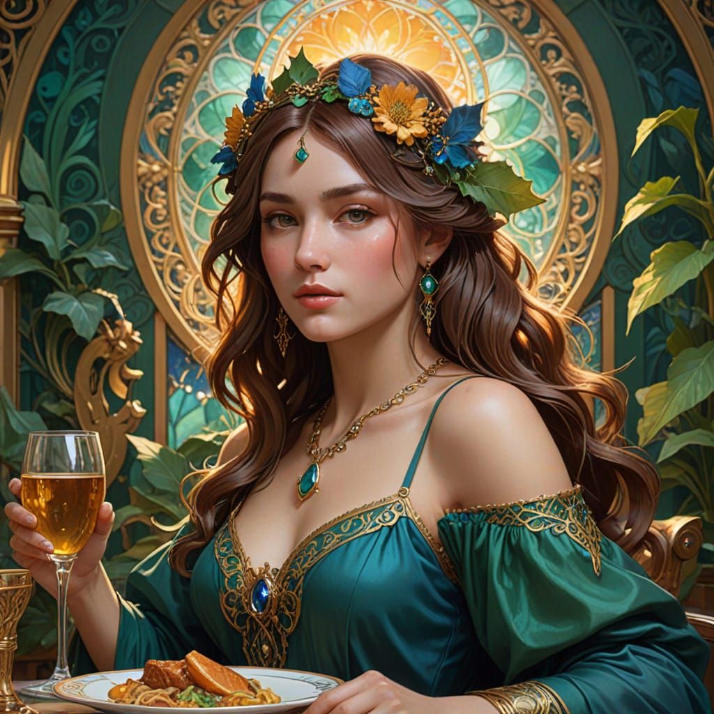 Elegant Woman Raises a Goblet in Festive Holiday Toast