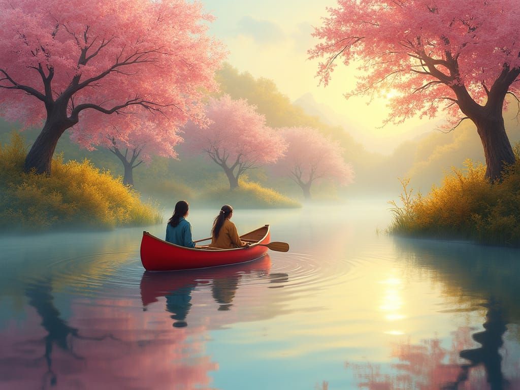 Red Canoe on the River