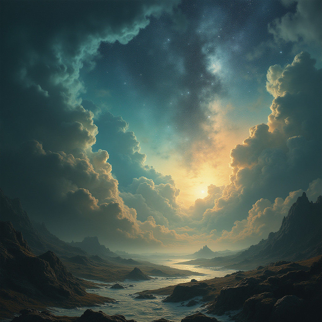 Ethereal Cosmos: A Dark Celestial Landscape