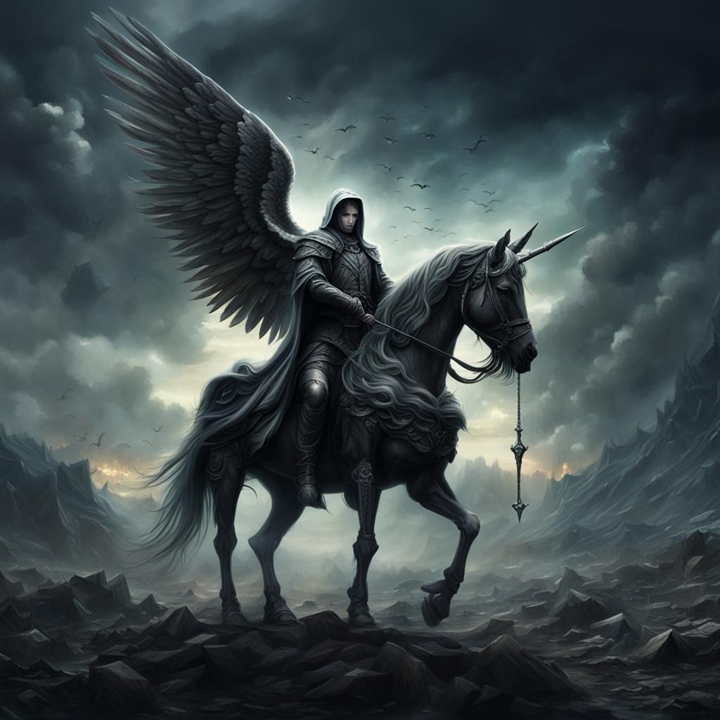 Epic Angel of Death Unicorn Digital Painting
