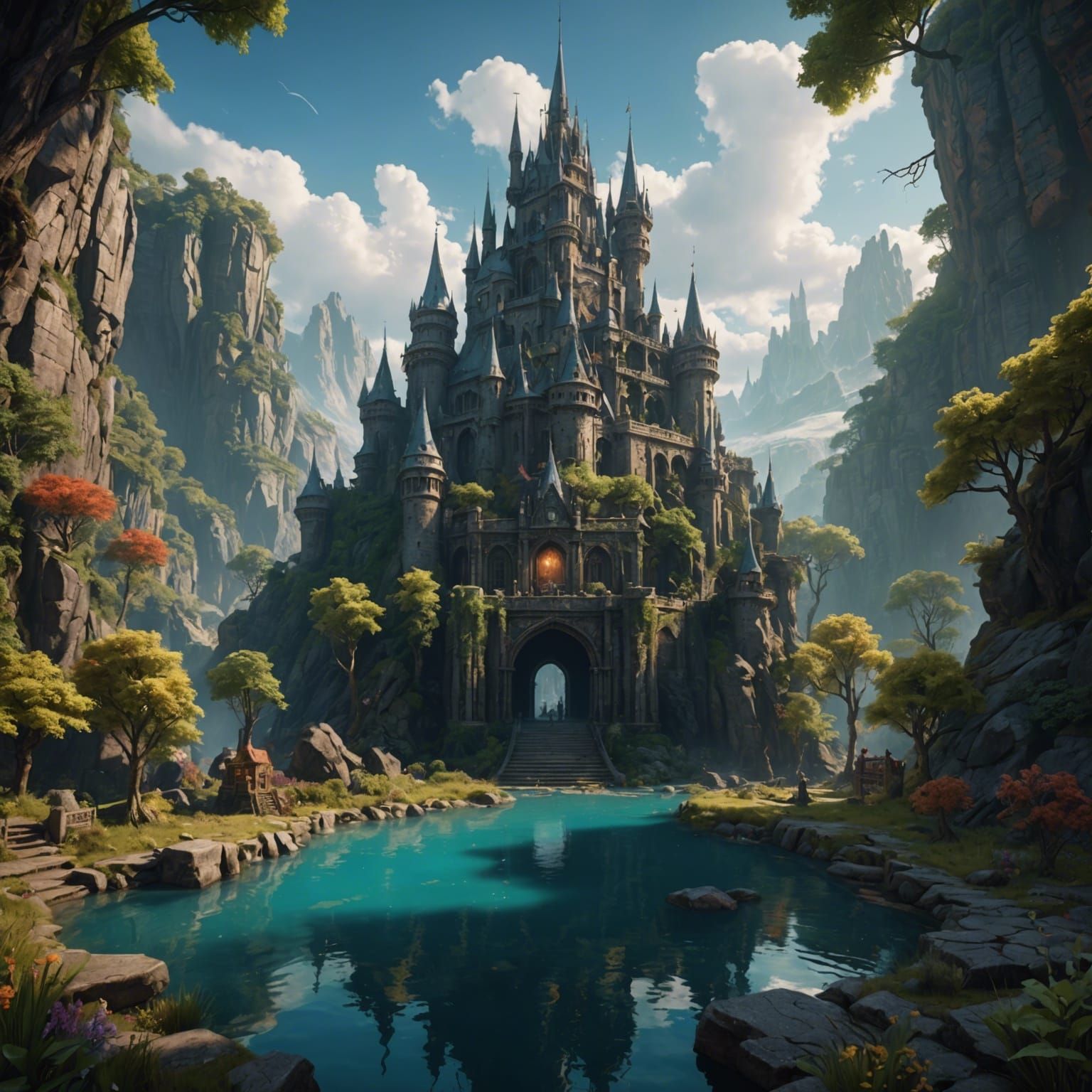 Fantastical Matte Painting with Deep Color and Intricate Det...