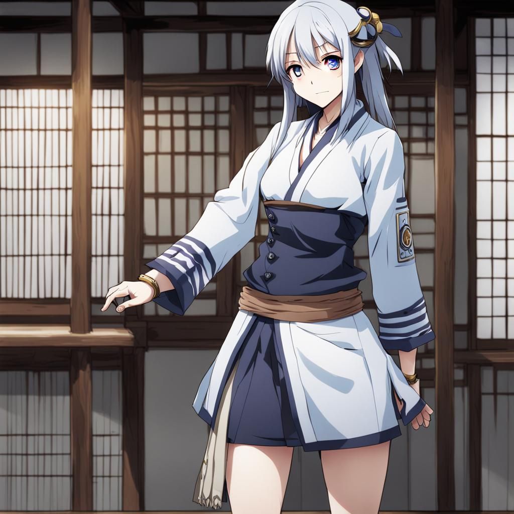 Anime Girl Full Body Standing in Manga Style