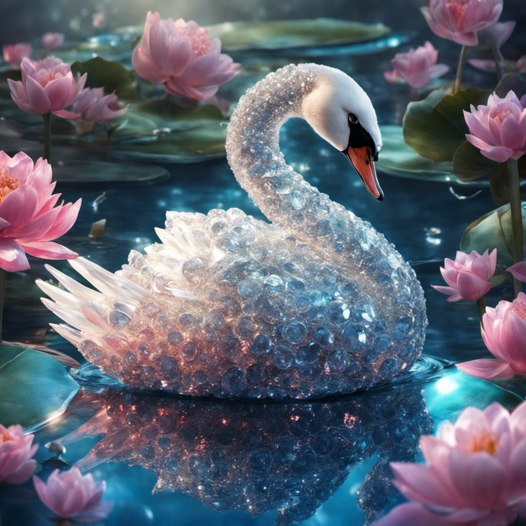 Sparkling Jewel: Diamond Swan on Sapphire Pond