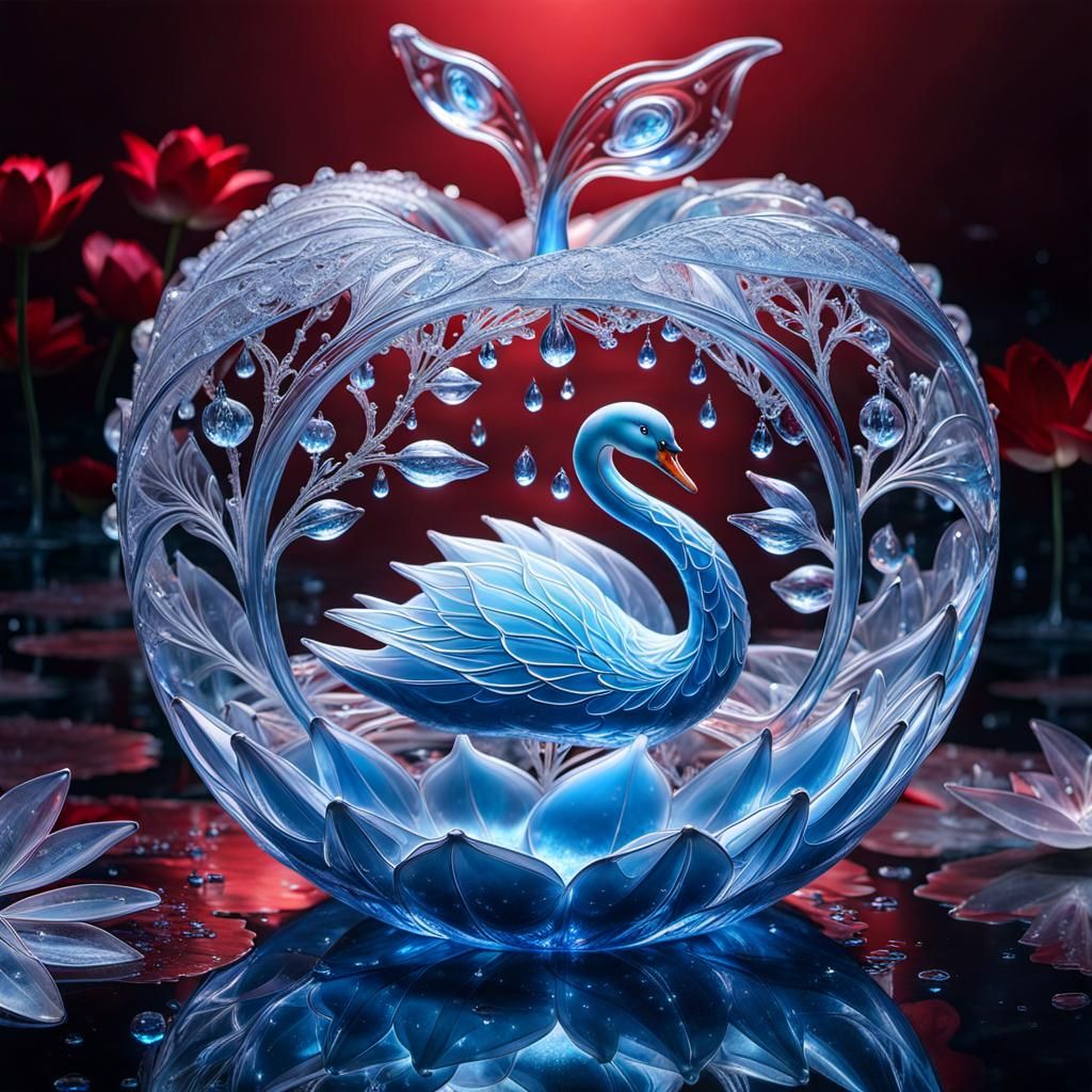 Frozen lotus lake-swan ...