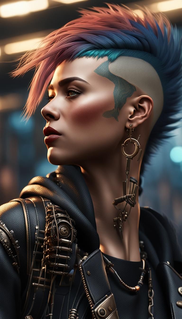 Punk Femme Portrait in Hyperrealistic 3D