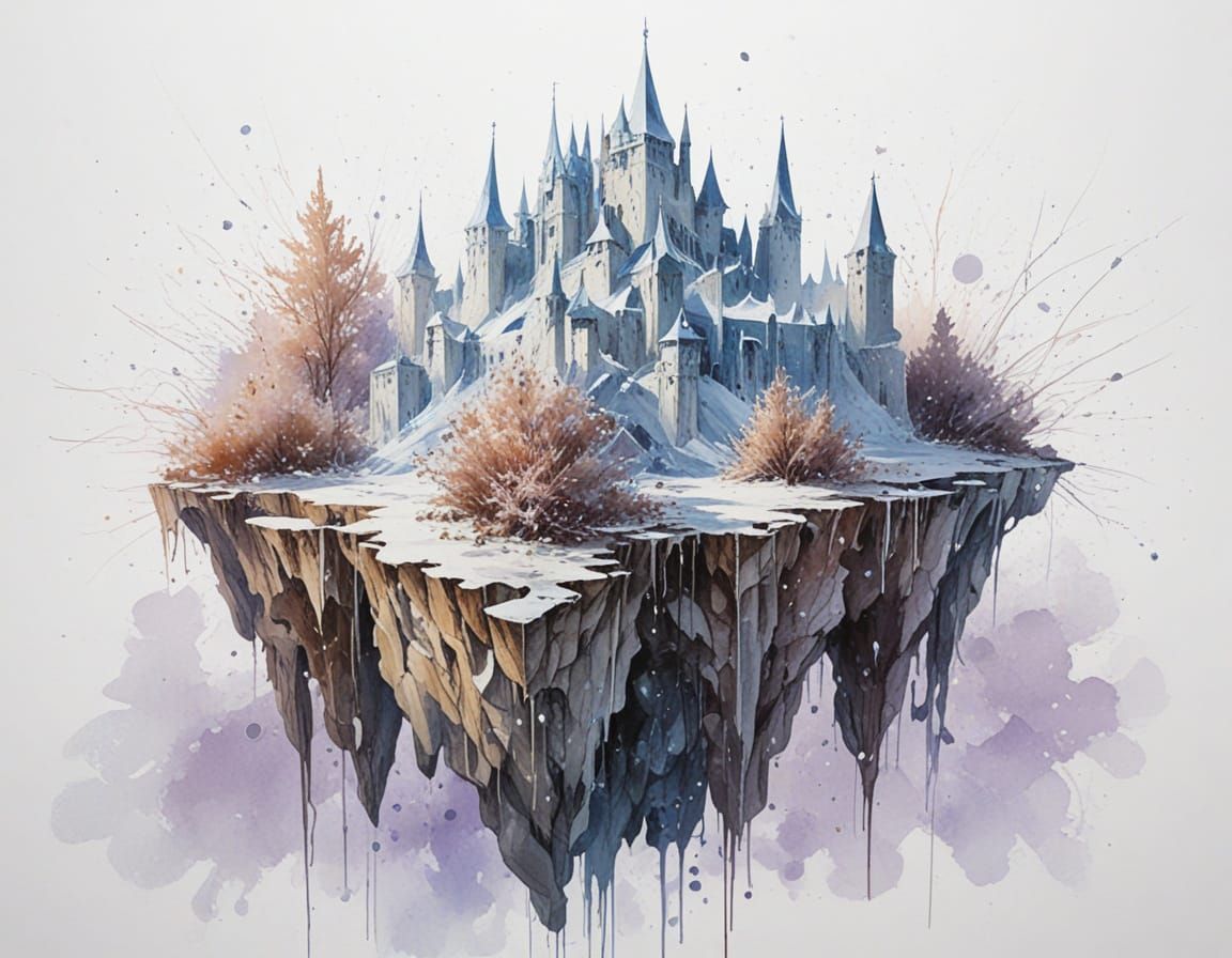 Ethereal Ice Palace on Frozen Lake with Aurora