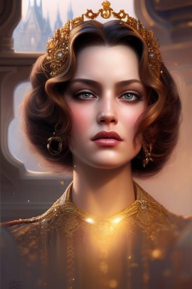 Hyperrealistic Portrait of Princess Belle in Dramatic Lighti...