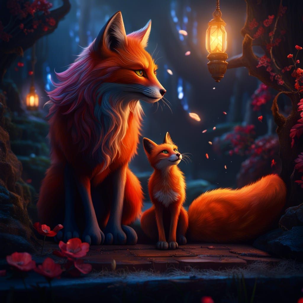 Magical Cat and Fox Love Story