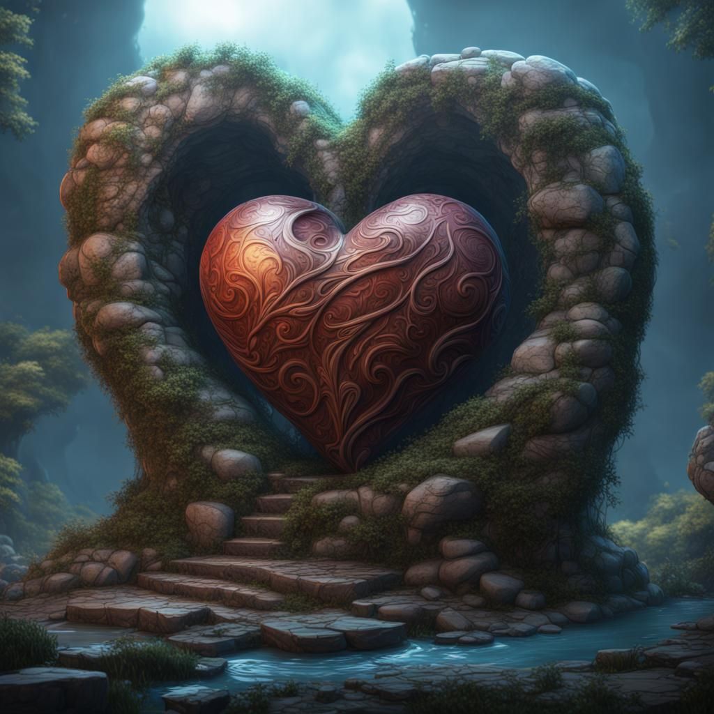 Detailed Stone Heart Fantasy Concept Art