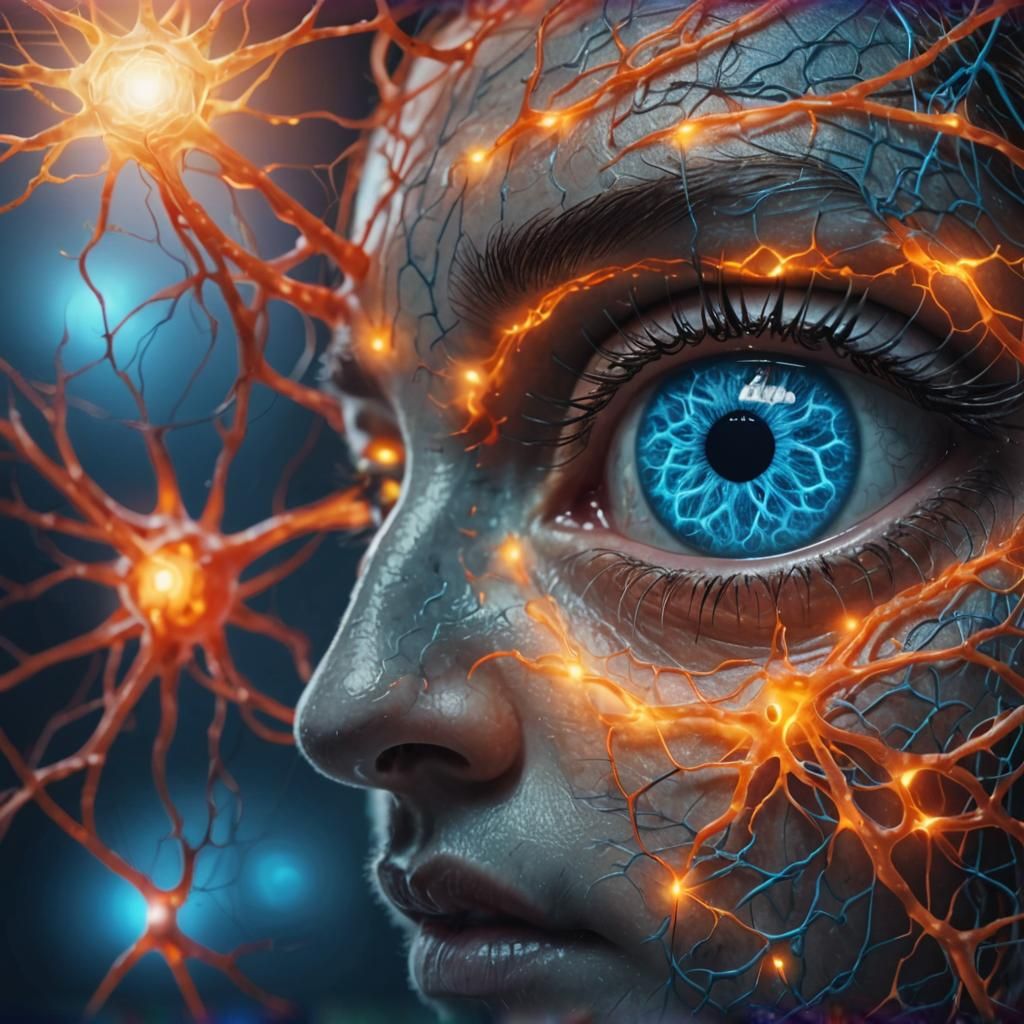 Surrealist Portrait of a Glowing, Ethereal Creature with Pul...