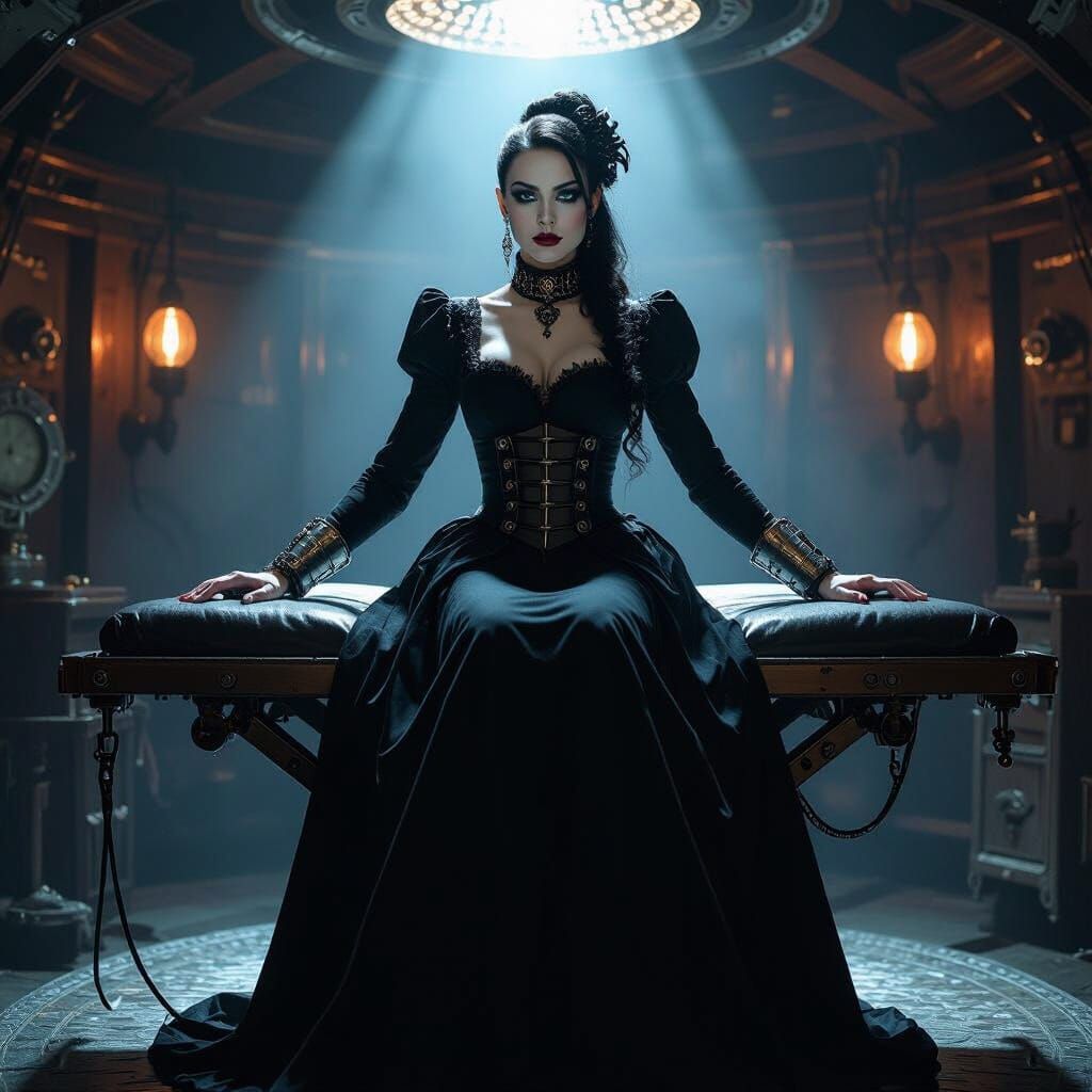 Gothic Steampunk Magician's Assistant in Airship