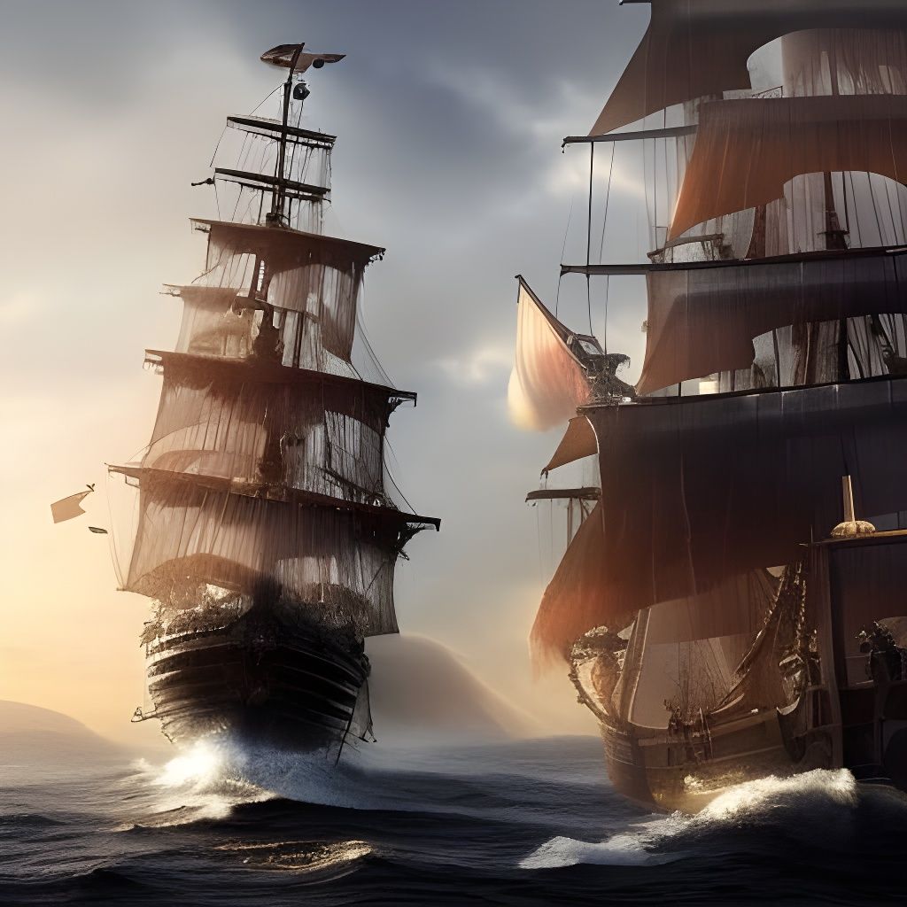 Captain Jack Sparrow and the Black Pearl Digital Painting