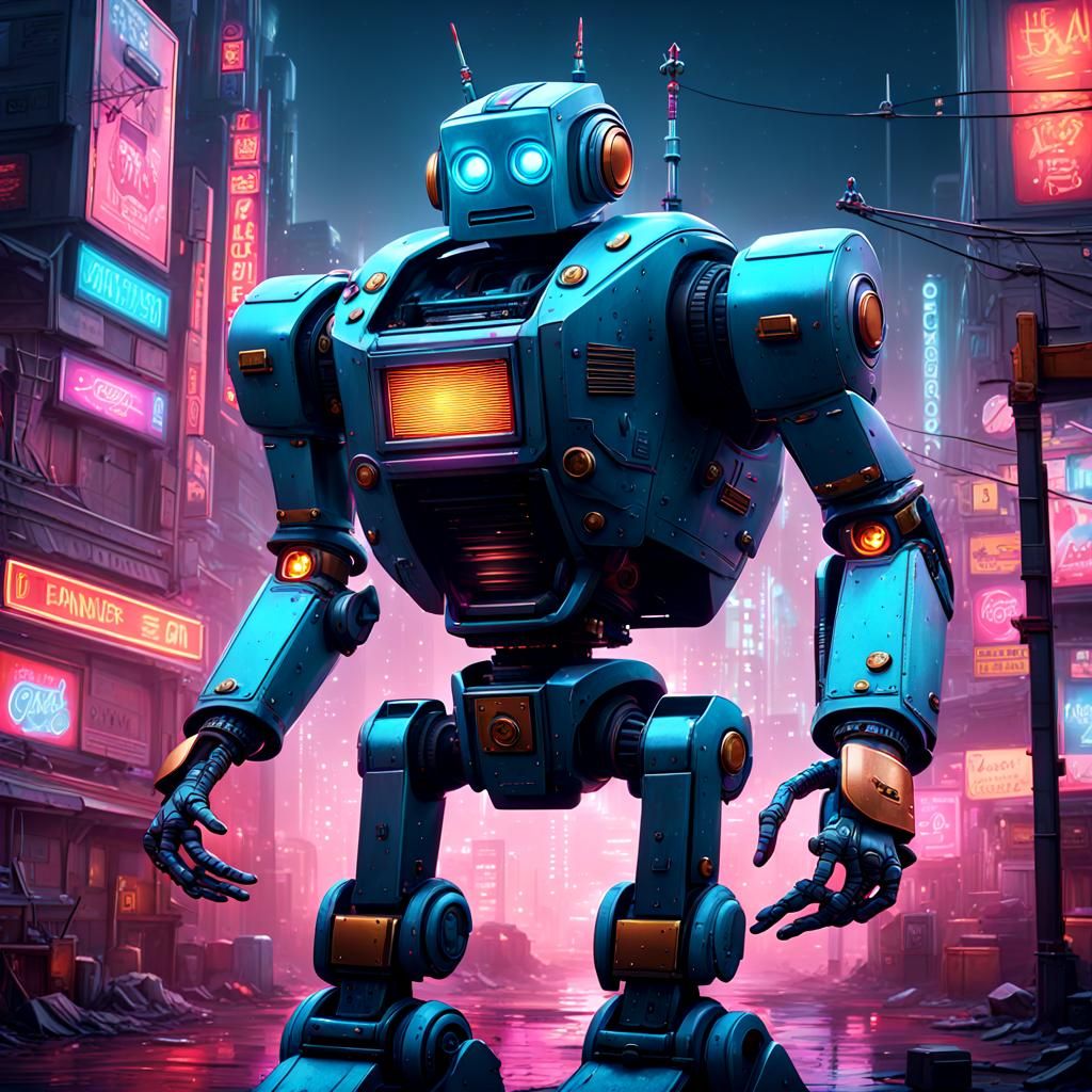 1980s Hip-Hop Robot in Detailed Matte Painting