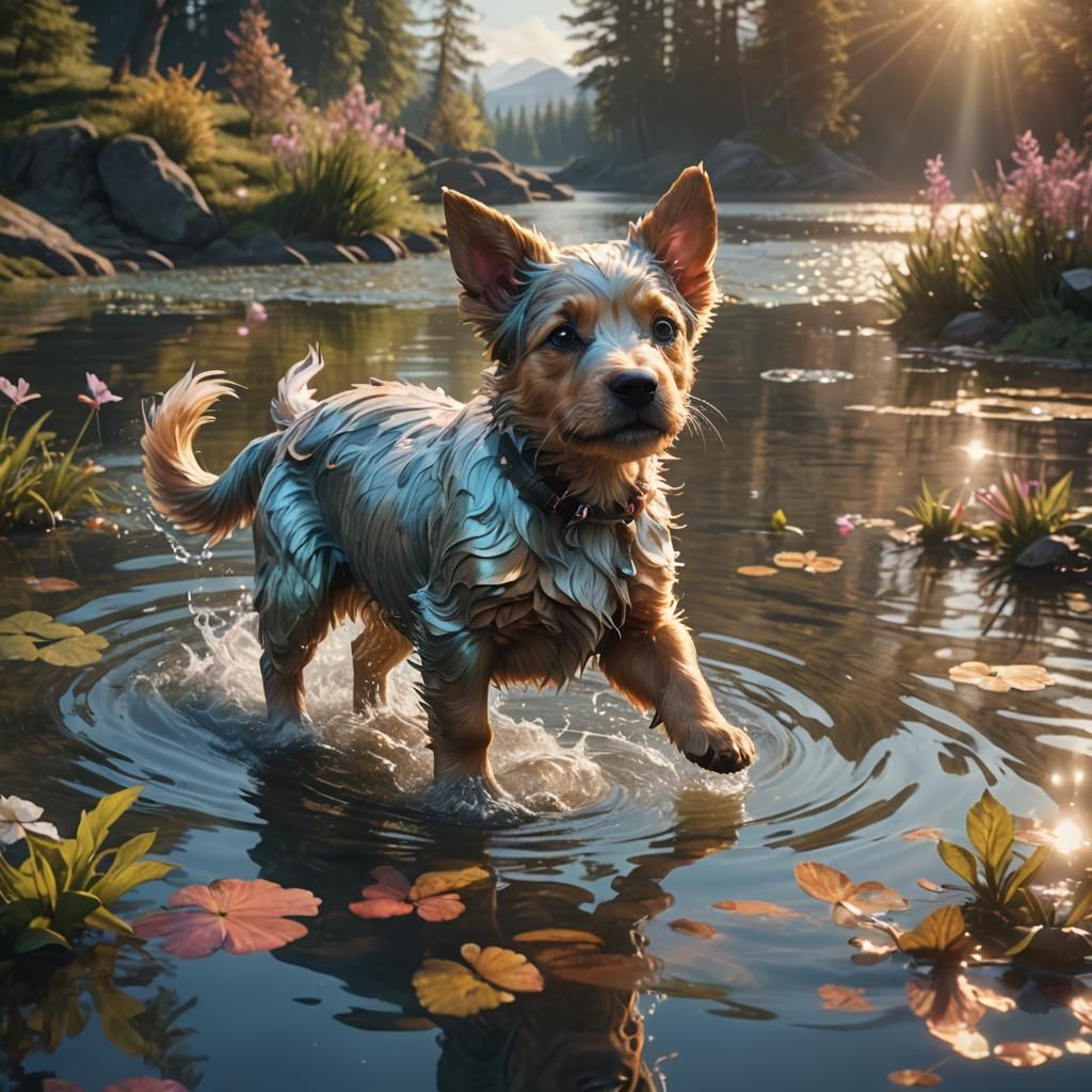 Puppy's Fantasy Lake: A Digital Matte Painting